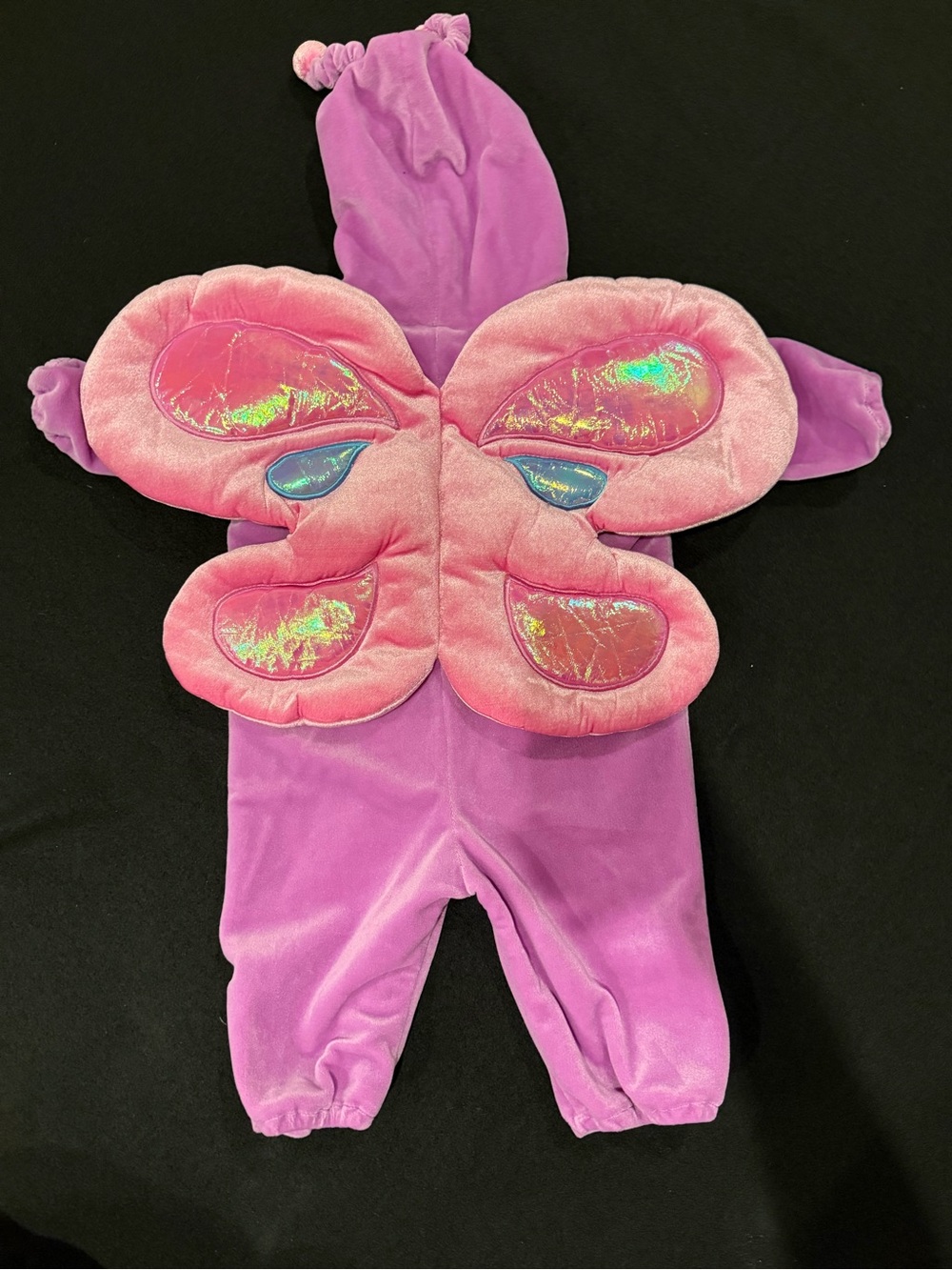 Plush Butterfly Hooded One-Piece Costume - Purple & Pink